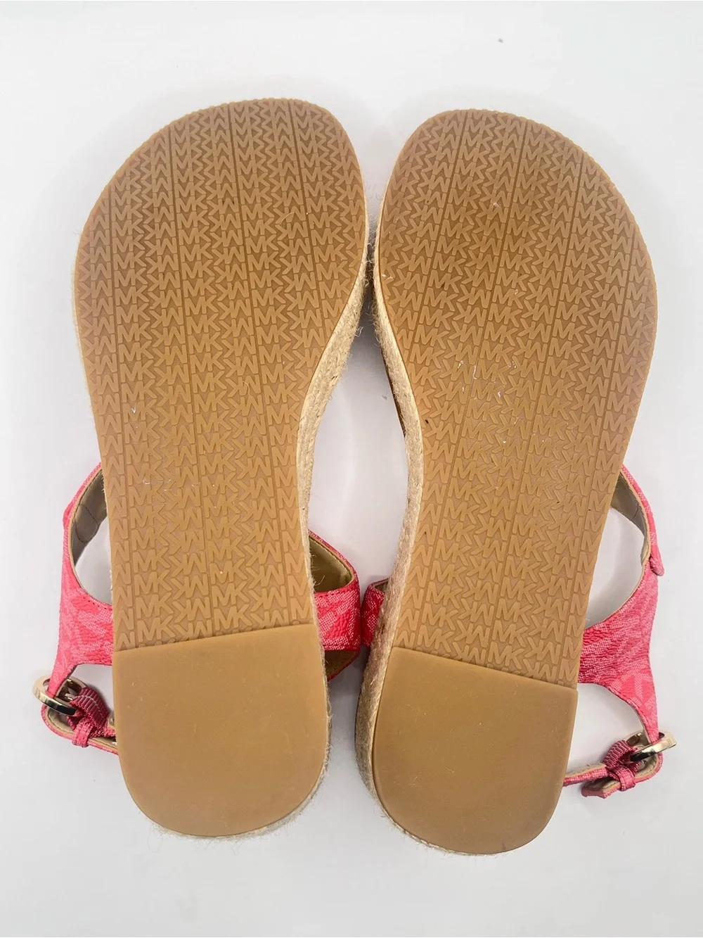 Michael Kors Laney Women's 7.5M Pink MK Logo Espadrille Wedge Sandals